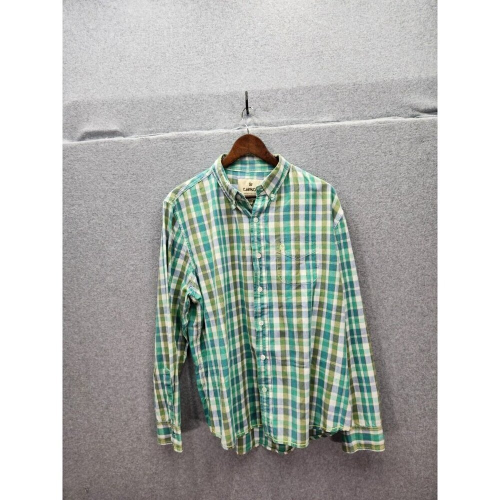 Carbon Mens XXL Button Down Shirt Long Sleeve Collared  Multicolored Plaid